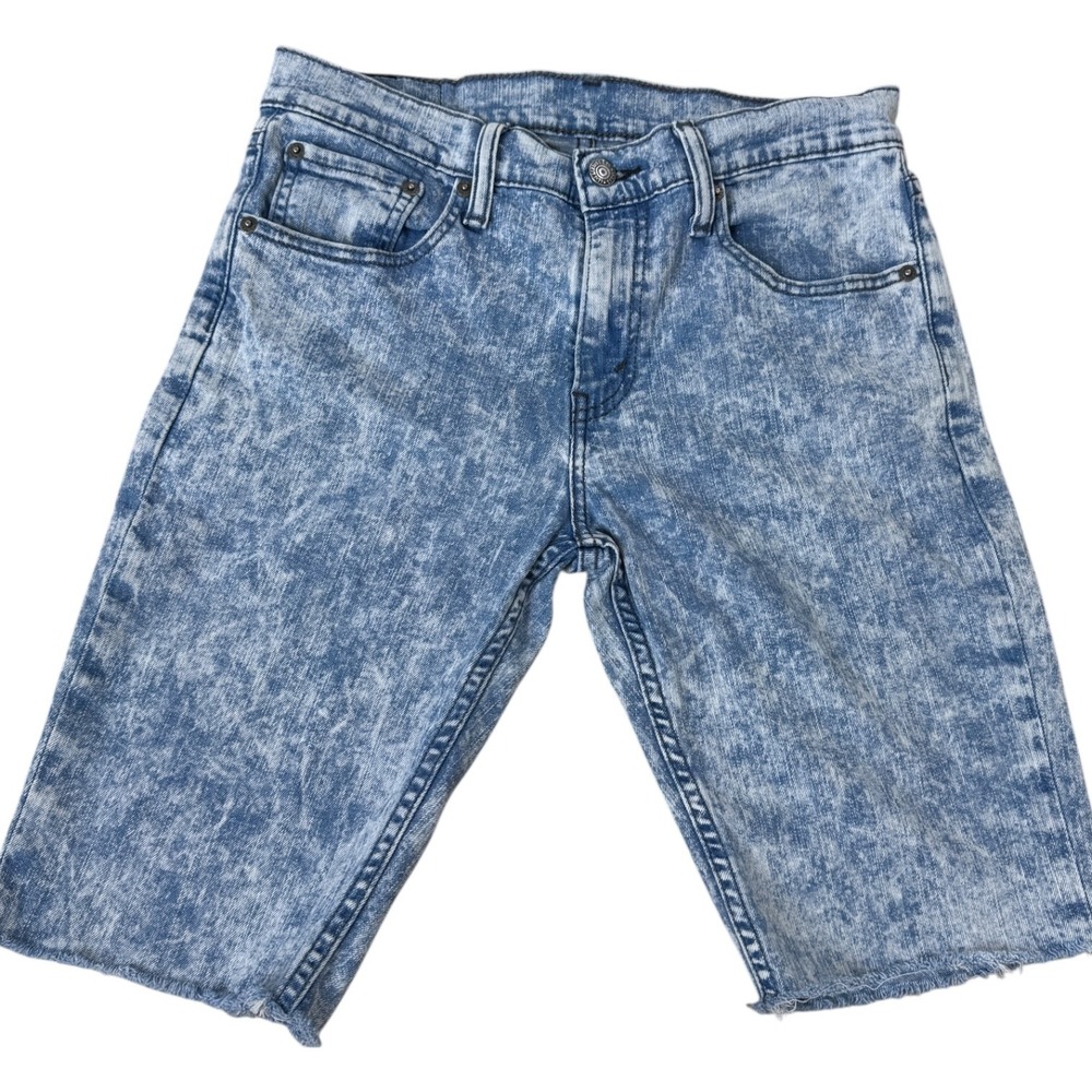 Levis 505 Y2K Acid Wash Denim Shorts Mens 30 Skater Baggy Raw Hem